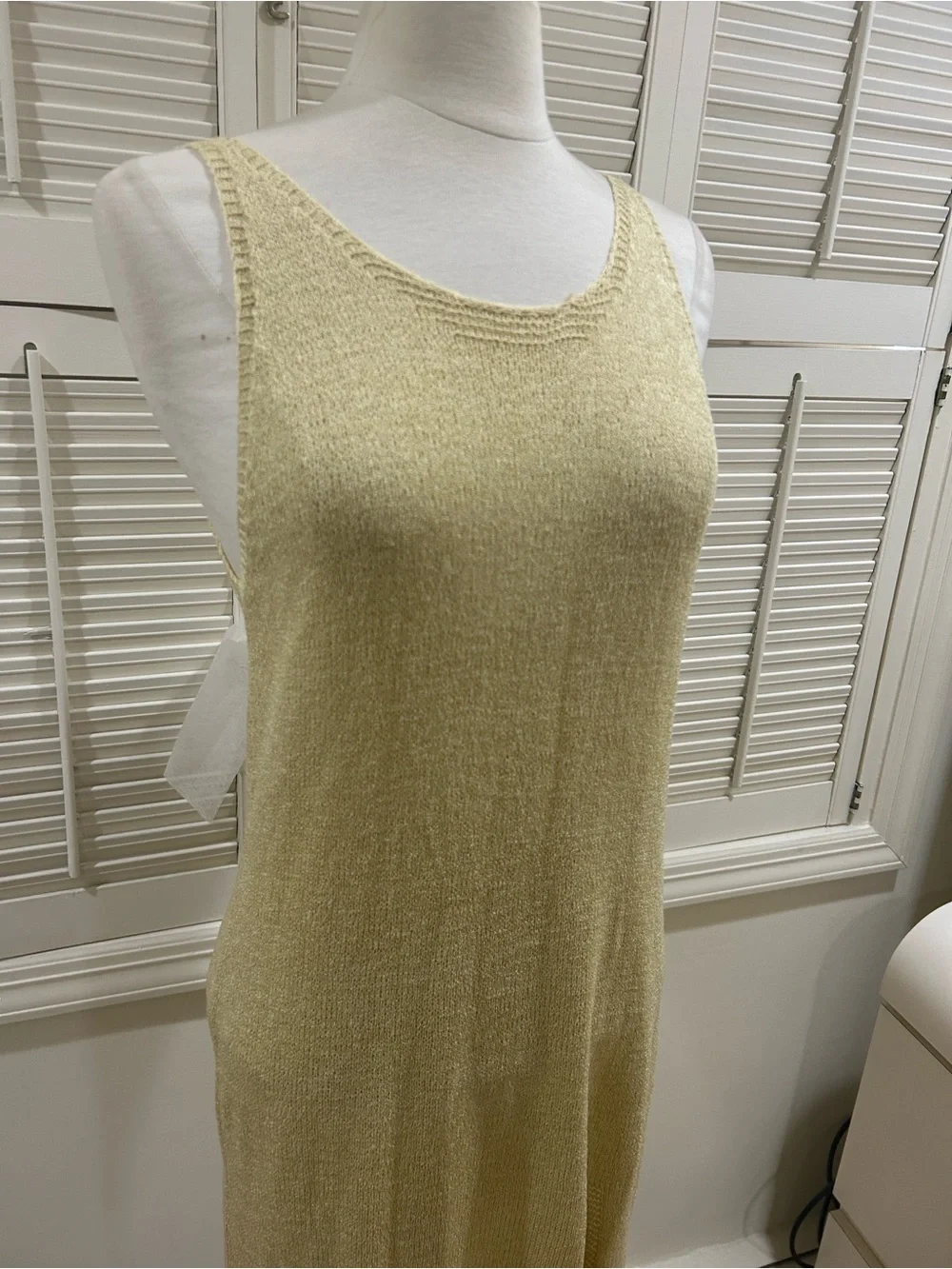 Light Yellow Knit Tank Dress - Women